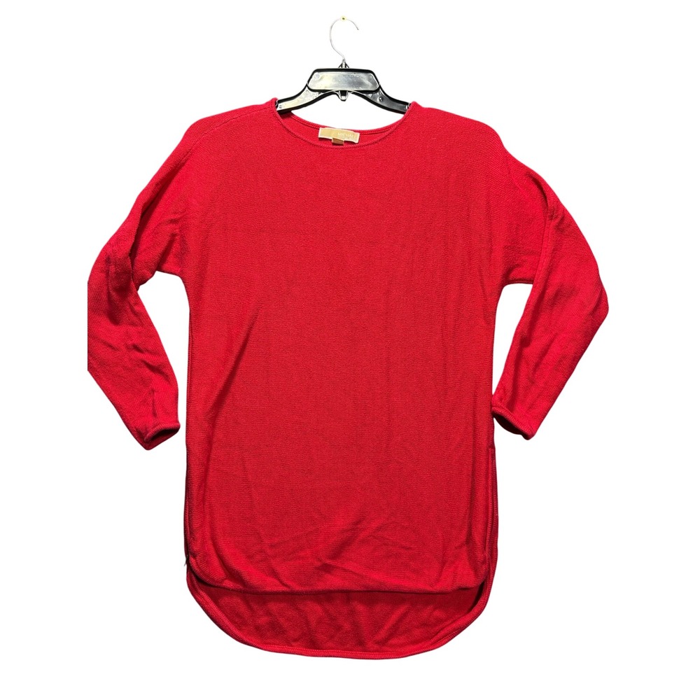 Michael Michael Kors Sweater Women Medium Red Side Zip High Low Hem